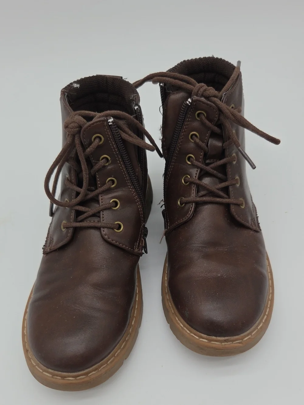 Steve Madden Kids Brown Lace-Up Side-Zip Boots